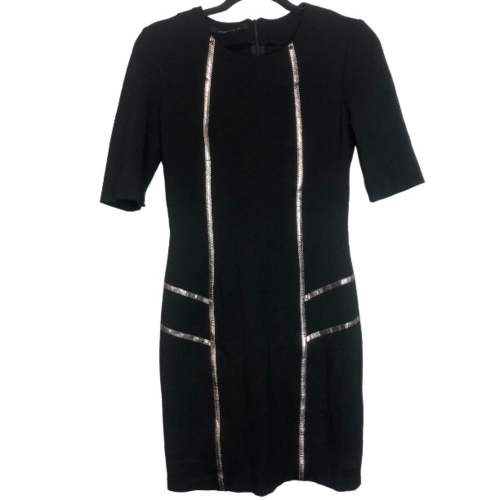 Tenax Italian Made Sheath Dress with Leather Trim, size 6